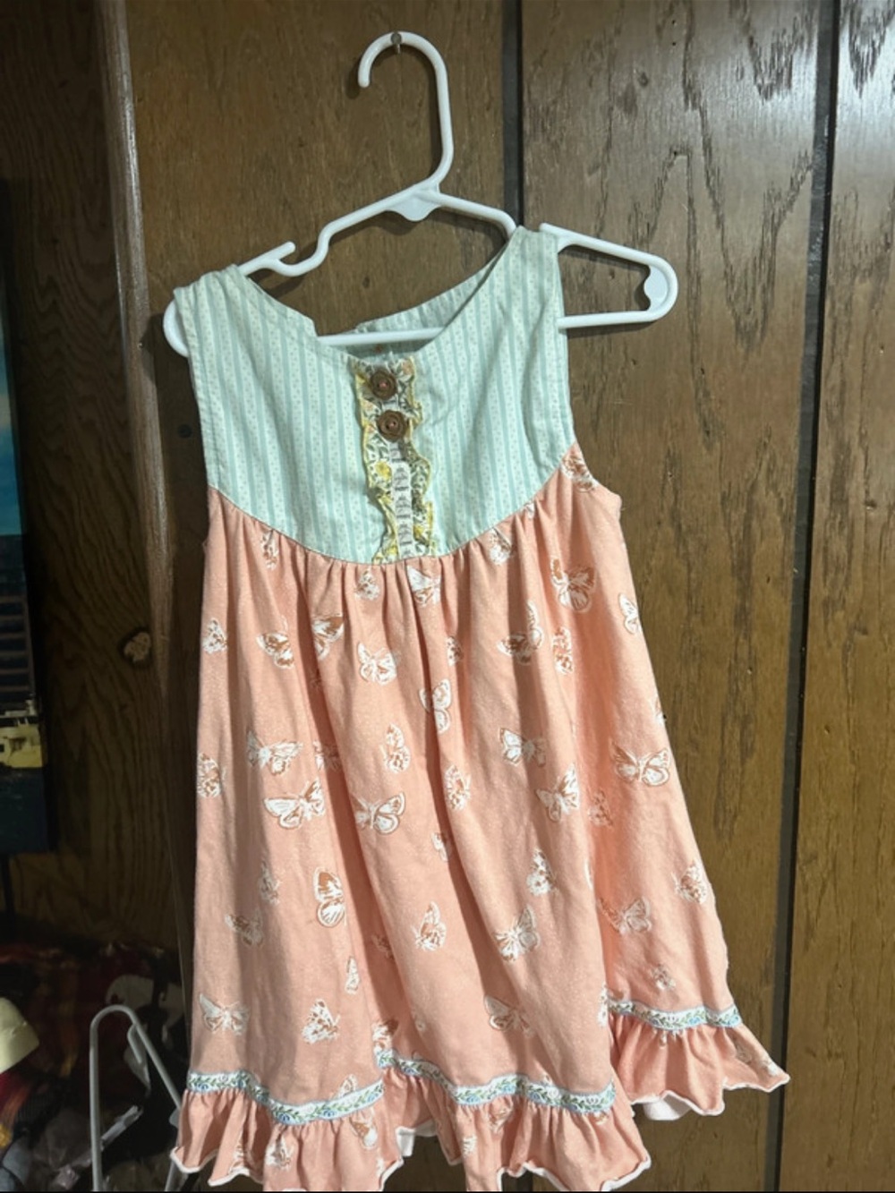 Matilda Jane Peach Butterfly Dress with Mint Yoke